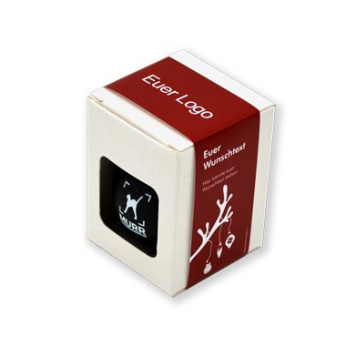 Weihnachtskugeln in Geschenkbox mit Banderole