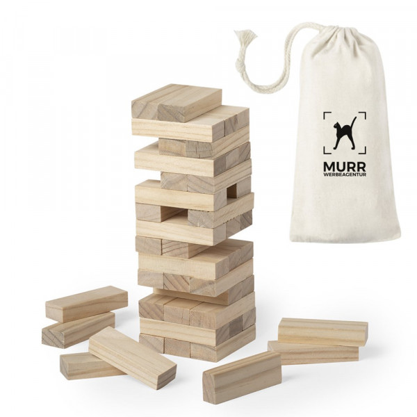 Holzspiel Sabix mit Beutel und Werbeanbringung