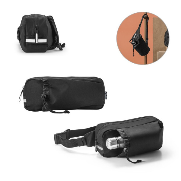 DELFOS POUCH. Gürteltasche aus 300D recyceltem Polyester und 600D recyceltem Polyester mit reflektie
