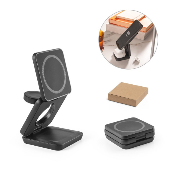 BROGLIE. Superschnelles 15W 3-in-1 magnetisches kabelloses Ladegerät aus Recyceltes ABS (100% rABS)